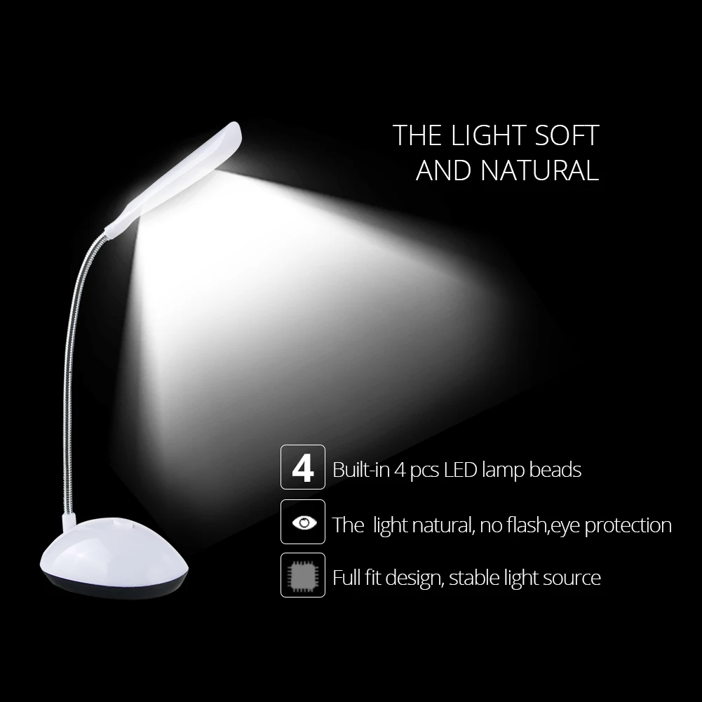 Mini LED Schreibtischlampe AAA Batteriebetriebenes Nachtlicht Augenschutz Leselampe Kreative Klapptischlampe zum Studium Schlafzimmer