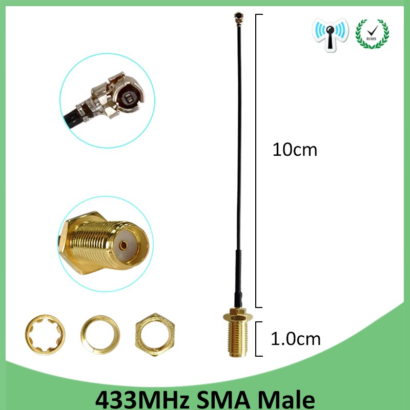 433Mhz Antenna 3dbi lora GSM 433 IOT SMA Male Connector Aerial antena 433m RP-SMA SMA female to Ufl./IPX Extension Pigtail Cable