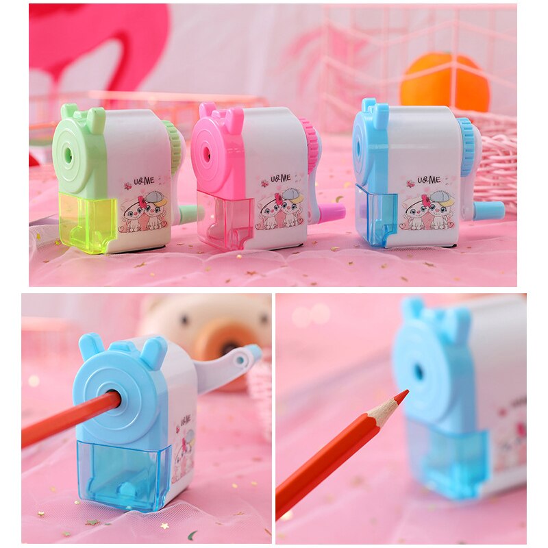 Sacapuntas de mano Kawaii, papelería para material escolar