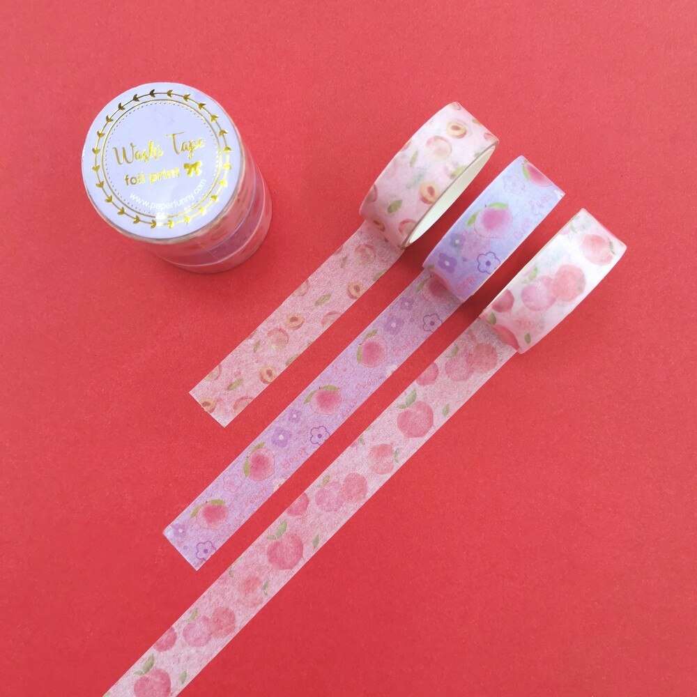 3 Stks/set Geur Washi Tape Set Perzik Leuke Zoete Meisje Scrapbooking Fruit Thema Afplakband Diy Adhesive Deco tape: A