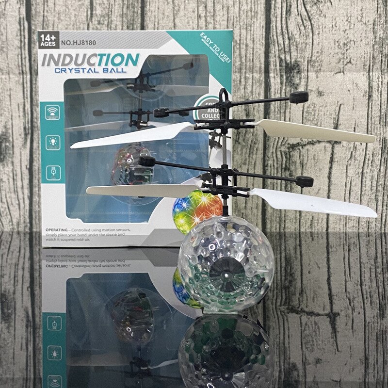 Vliegende Vliegtuig Ball Spinner Speelgoed Meisjes Hand Controlled Drone Helicopter 360 ° Roterende Mini Ufo Met Licht Kinderen Verjaardagscadeautjes: crystal ball