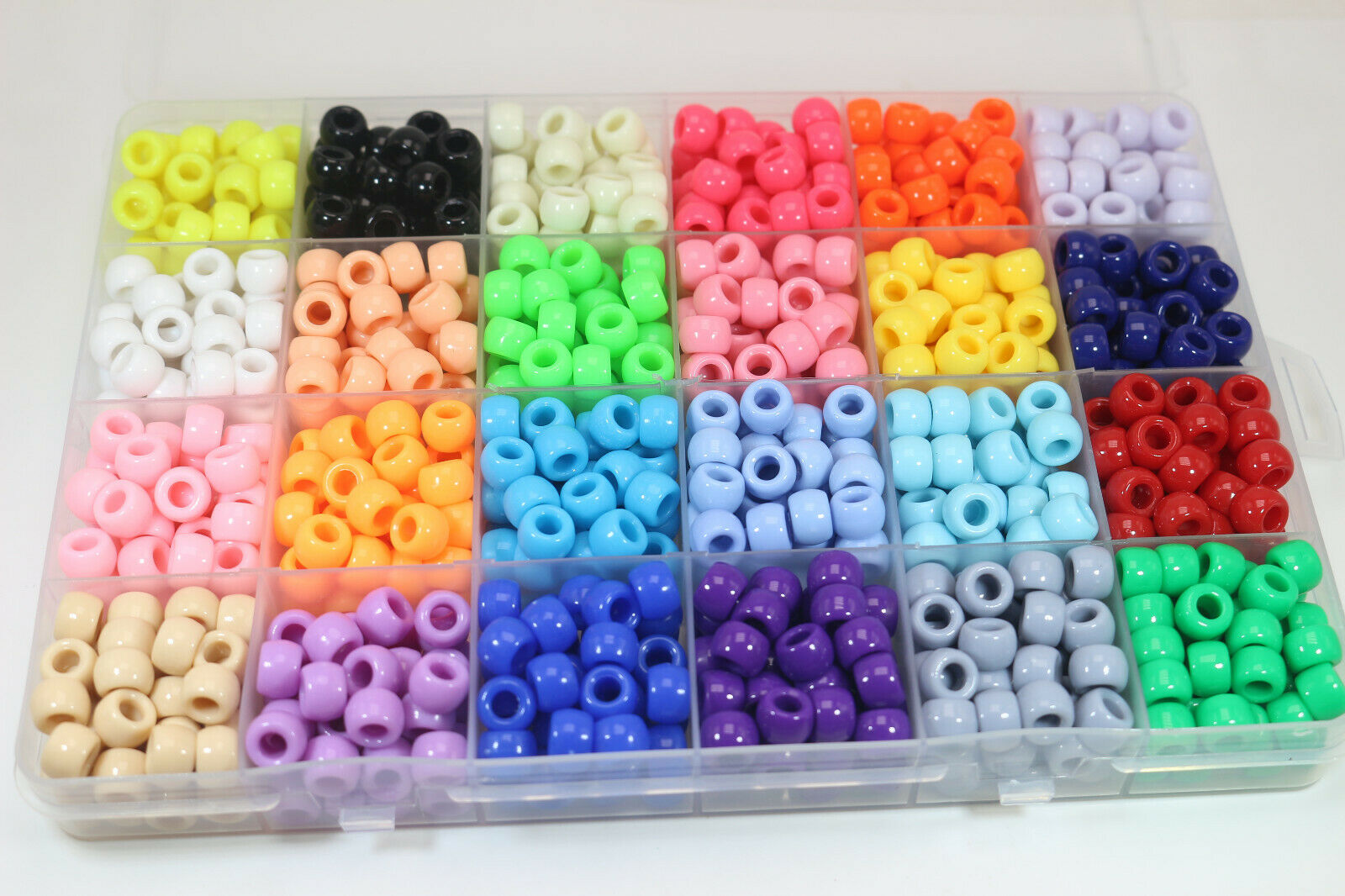 Håndværk diy akryl pony perler sæt 9 x 6mm 24 /15 farver med organisator boks til armbånd