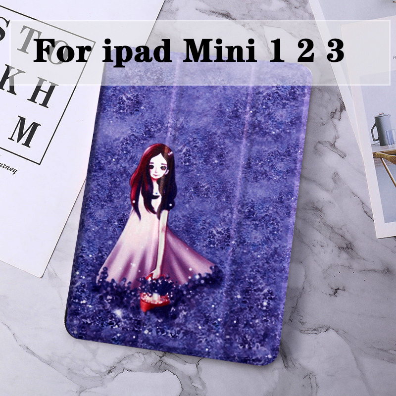 Dla ipad mini 5 4 3 2 1 etui malowane skórzane etui na tablet Mini5 Mini4 mini 1 2 3 powłoka ochronna odwróć stań Smart Cover: Lavender for Mini