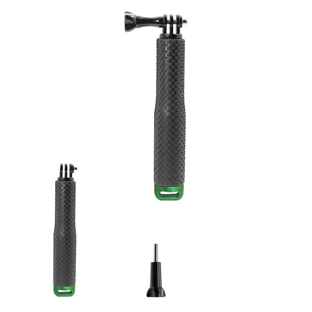 HONGDAK-Palo de Selfie de aleación de aluminio extensible, 48cm, para GoPro 10, 9, 8, 7, Insta360, SJCAM, buceo, monopié, teléfono móvil con Clip: Green