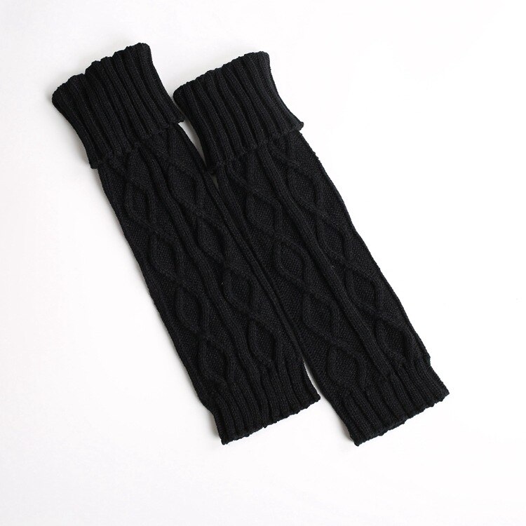 Winter Mädchen Beinlinge Gestrickte freundlicher Stiefel Socken Frauen Länge Stiefel Abdeckung Herbst Fuß Abdeckung freundlicher Knie Pad: Schwarz Dreh dich über