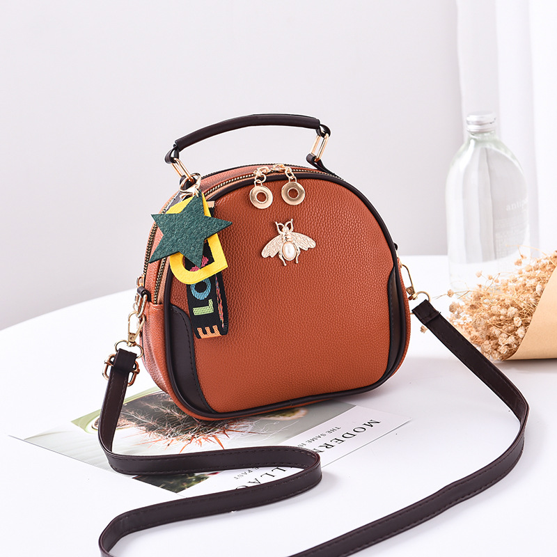 Borsa da donna femminile nuova borsa a tracolla a tracolla Messenger 2021 moda versione coreana borsa da donna portatile alla moda: Bees brown