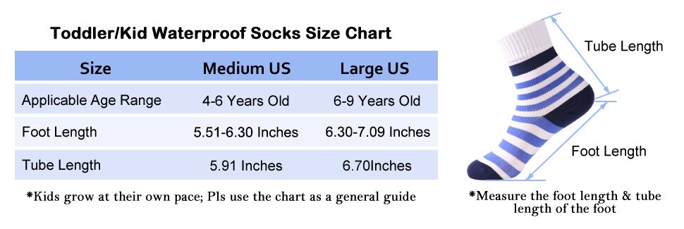 RANDY SUN Children Kids 100% Waterproof Socks Fishing Cycling Climbing Camping Hiking Socks Soft Breathable Antibacterial 1 Pair