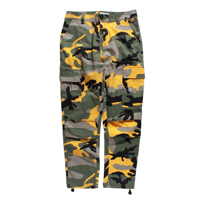 Icpans cargo byxor herr joggingbyxor fullängds bomullsfickor byxa casual orange röd lila rosa camo byxor manliga streetwear byxor
