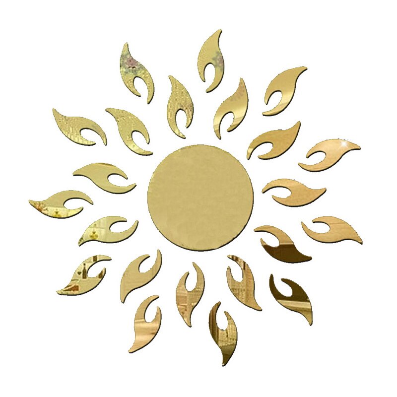 Solsikke spejl wallstickers diy sølv reflekterende klistermærke værelse dekoration aftagelig wall sticker hjem stue kunst indretning: Guld