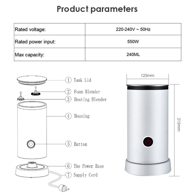 Automatische Milchaufschäumer Elektrische Wärmer mit oder Kalt Funktionalität für Cappuccino Latte Macchiato, EU Stecker