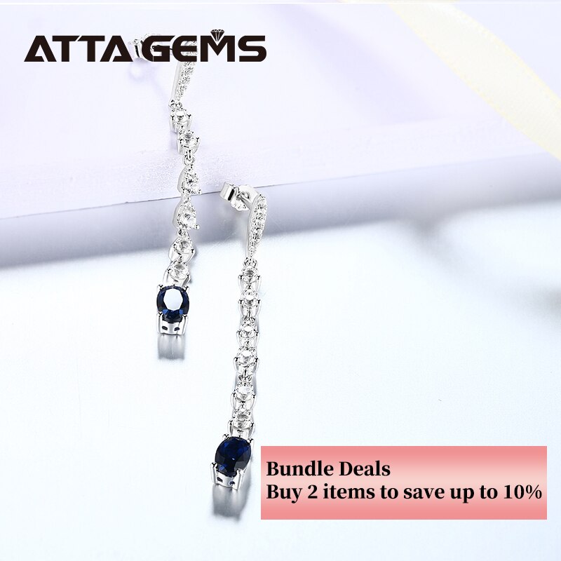 Blu Spinello sterlina Argento Lungo Orecchino di Goccia Creato Spinello Orecchino di Disegno per le Donne del Regalo S925 Monili Semplicemente Stile Originale