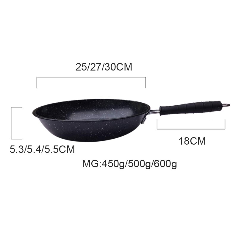 Baizheng røgfri non-stick pande ubelagt sundhed wok pandekage æg bøf stegepande dyb stegepande køkken køkkengrej