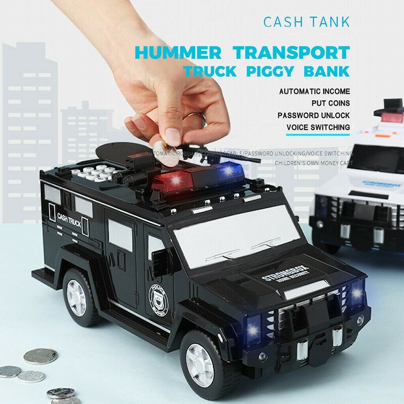 Besparing Spaarpot Smart Muziek Wachtwoord Bankbiljet Politie Auto Ambulance Coin Bank Figuur Toy Xmas Voor Kids Kinderen Baby