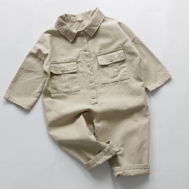 Koreanische Japan Stil freundlicher Overall Frühling Herbst Baby Jungen Mädchen Gesamt Overall Baby Jungen Mädchen Solide Langarm Strampler