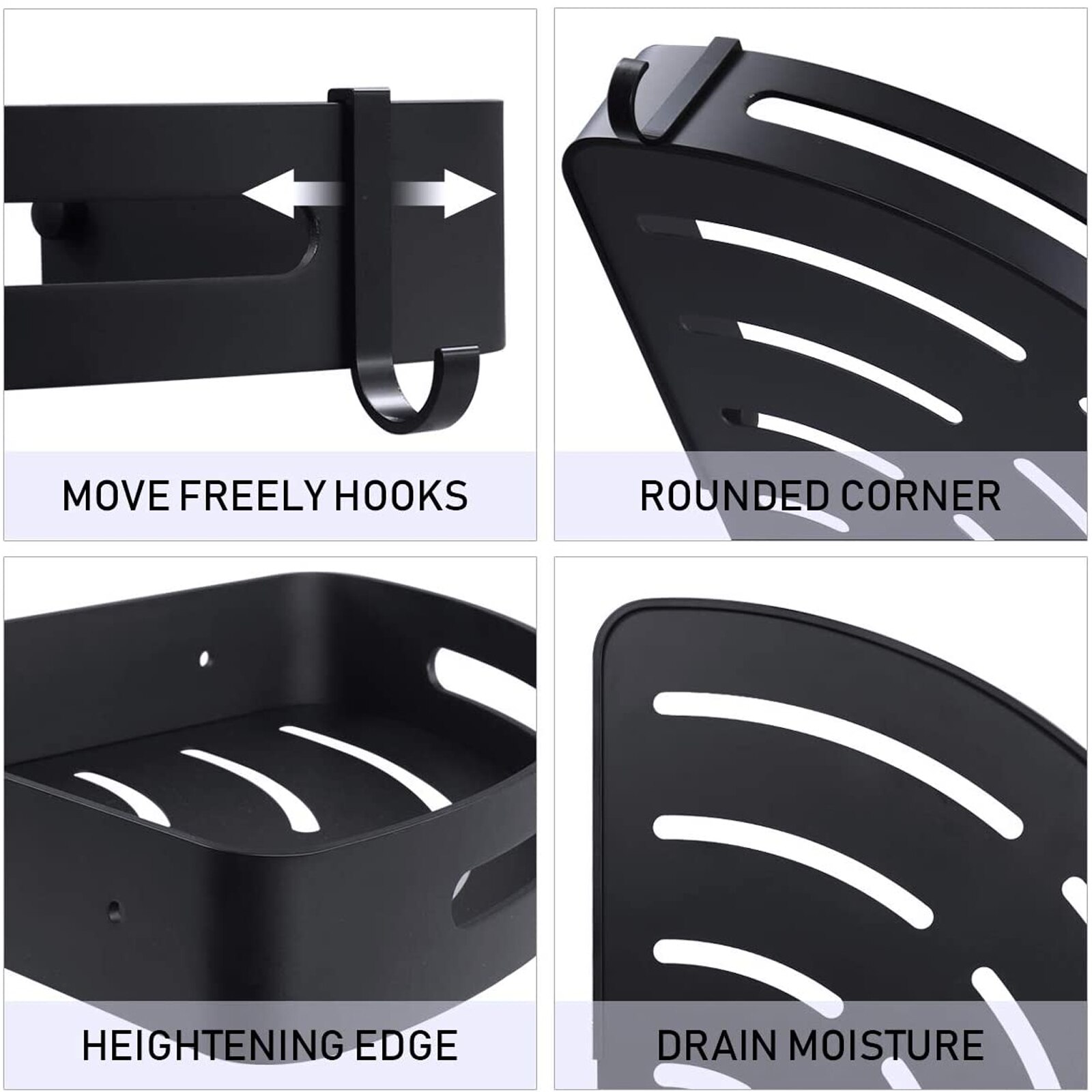 2pcs Stainless Steel Shower Corner Shelves Bathroom Wall Caddy Storage Rack