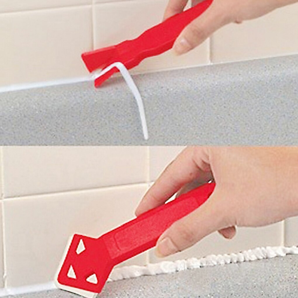 2pcs/ Set Silicone Glass Corner Scraper Tool Caulking Sealant Finishing Grout Floor Cleaning Tile Dirt Tool Spatula Glue Shovel