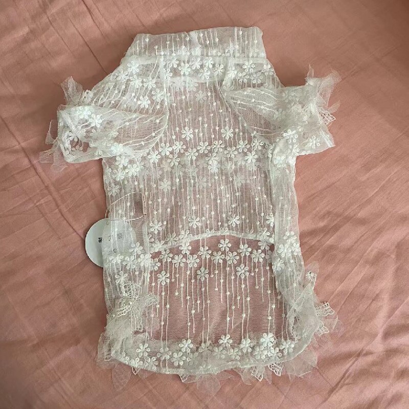 Vestido de encaje para perro, traje de verano para cachorro, Yorkshire, gato, Pomeranian, Poodle, Bichon, Schnauzer, Pug, Bulldog francés