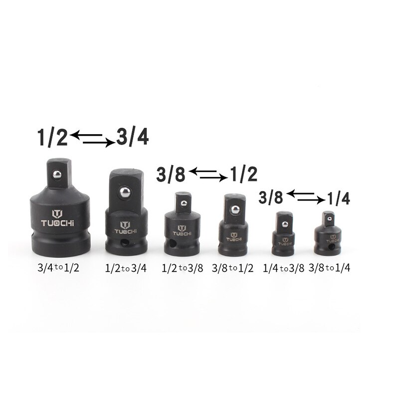 Tuochi Impact Adapters CR-MO 3/4 "Female X 1/2" Man Socket Adapter 1/2 3/8 3/8-1/4 Impact socket Voor Auto Reparatie Tools