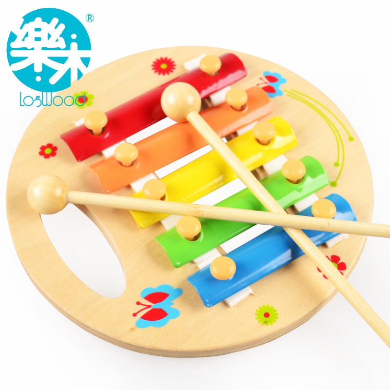 Handheld multicolour houten kloppen piano muziekinstrument speelgoed voor baby