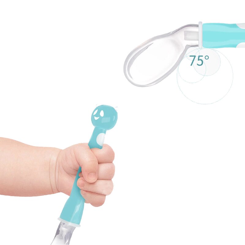 2 stuks/doos cartoon baby trainingslepel babyvoeding servies multifunctionele siliconen lepel peuter leer elastische buigkop lepel