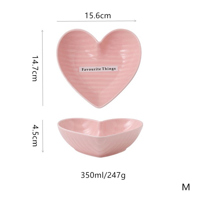 Jo life hjerteform skål valentinsdag romantisk keramisk dessert salat fad køkken ovn bordservice kage mad skål: Lyserød m