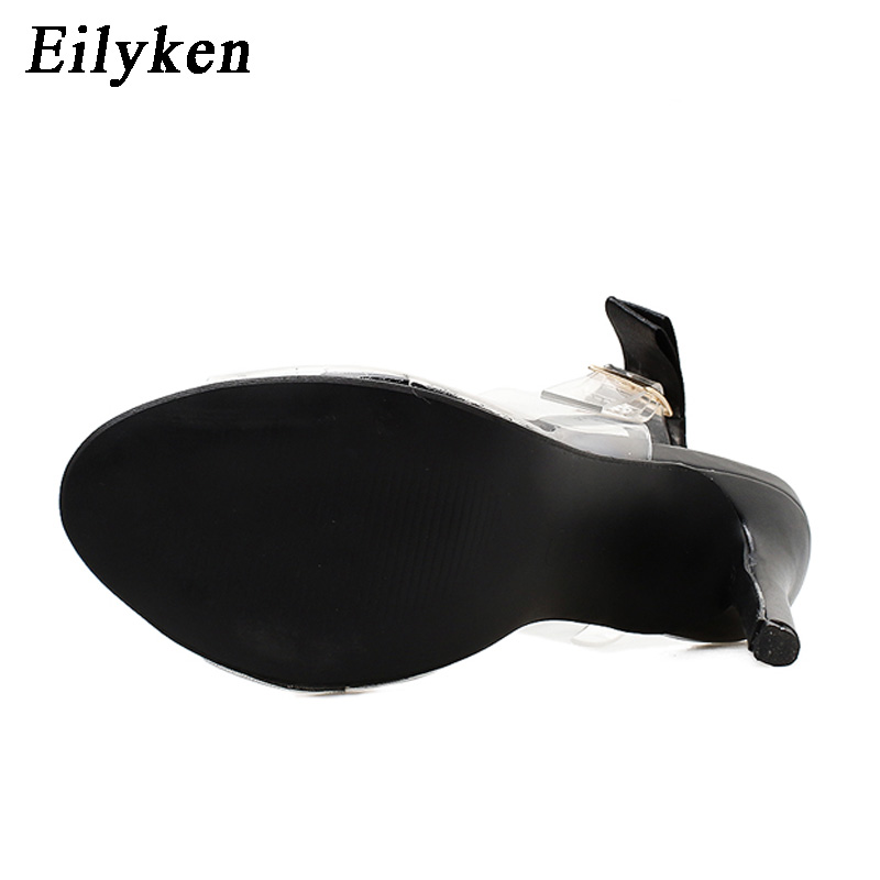 Eilyken Women Sandals Butterfly-knot Clear Stilettos Slingback PVC Sandals Wedding Dress Pumps Shoes size 35-40