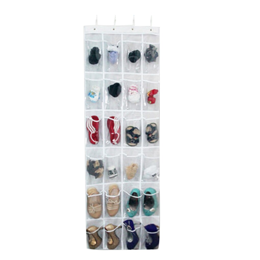 24 Pocket Over the Door Shoe Organizer Rack Hanging Storage Space Save Hanger Behind Door Non-woven Clear Shoe Storage Closet: No.6