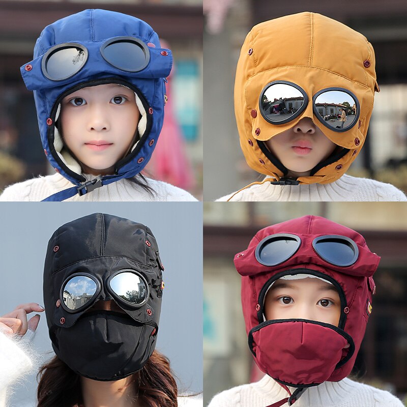 Warm Winter Wind Stopper Face Hats Outdoor Ski Masks Bike Cyling Beanies waterproof hood hat with glasses cool balaclava