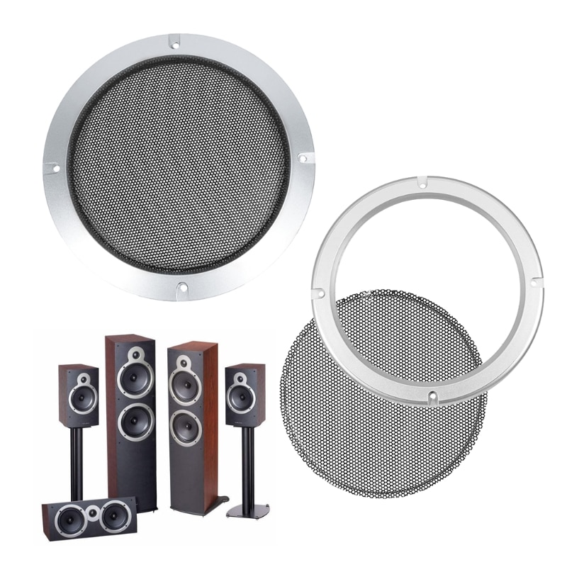 2 Stuks Zilver Vervanging Ronde Luidspreker Beschermende Mesh Net Cover Speaker Grille 2/3/4/5/6.5/8/10 Inch Luidspreker Accessoires