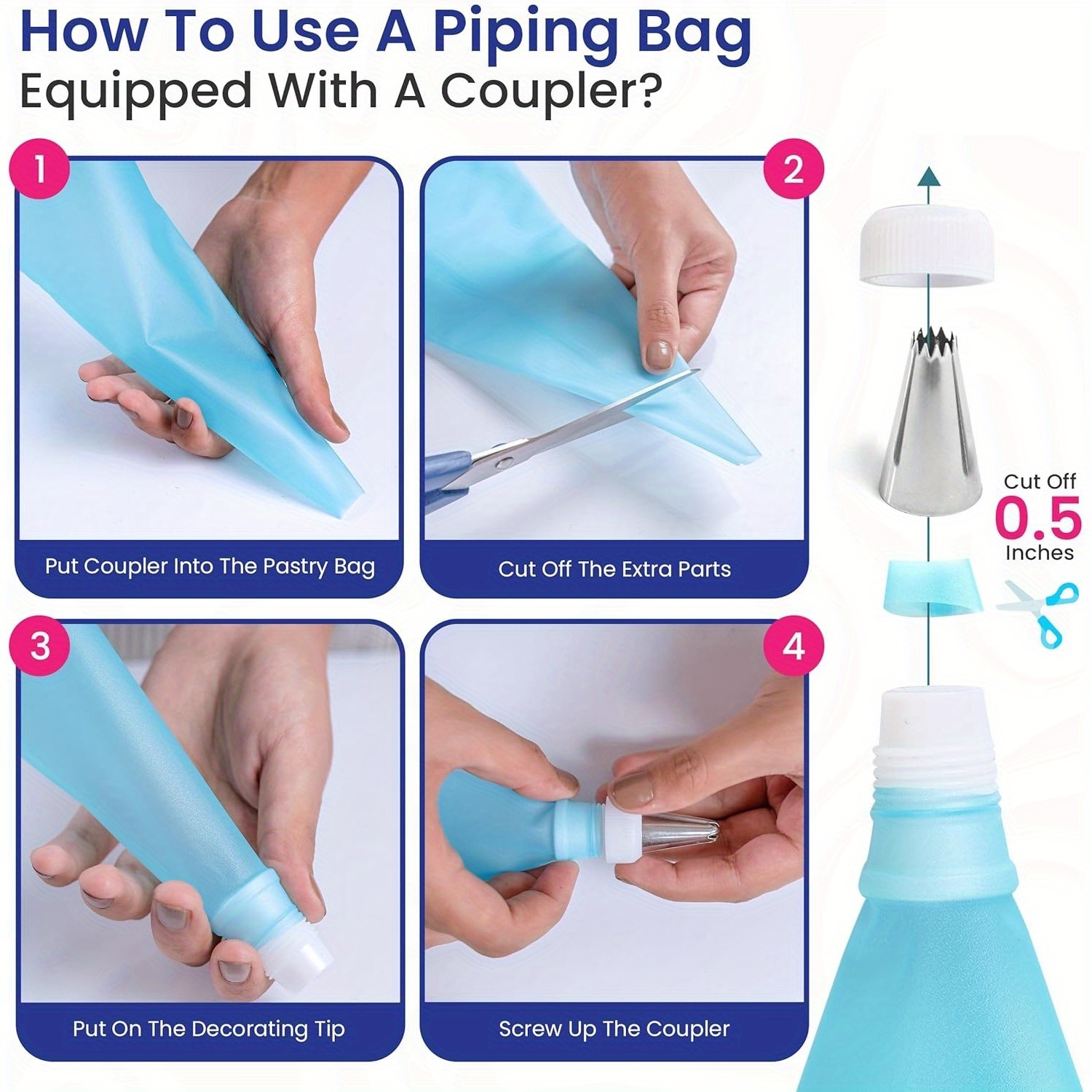 88 stk. kakedekorasjonssett med kakeplate, engangs, gjenbrukbare sprøyteposer, sprøytetupper til glasur, stekespadler, kamskrape