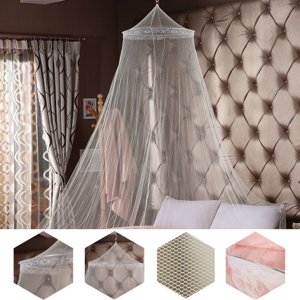 Summer Princess Ceiling Mosquito Net Hanging Round Lace Canopy Bed Netting Comfy Hung Dome Mosquito Net Crib 60x250x820cm