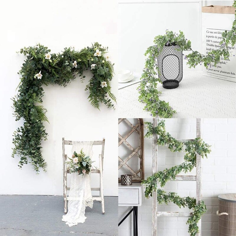 Guirlande artificielle d'eucalyptus, 3 paquets, guirlande verte de fausses vignes, arc de fond de mariage, plante suspendue, 6 pieds/pièce
