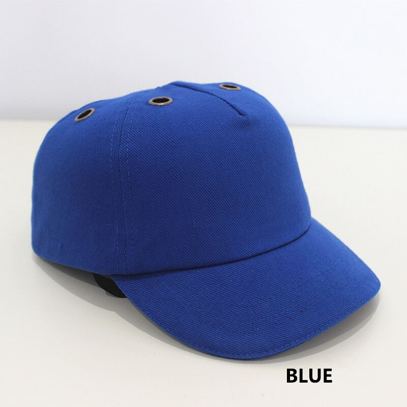 Hård hat til arbejdstøj hovedbeskyttelse top 6 huller bump cap arbejdssikkerhedshjelm abs indre shell baseball hat stil beskyttende: Blå