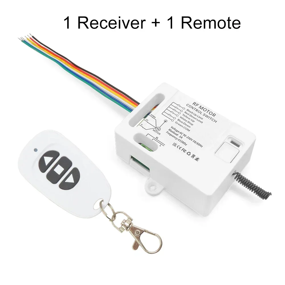 433mhz Wireless Remote Control Switch AC 110V 220V Roller Shutter Motor Receiver Rf Transmitter Limiter switch for Garage Door: WHITE
