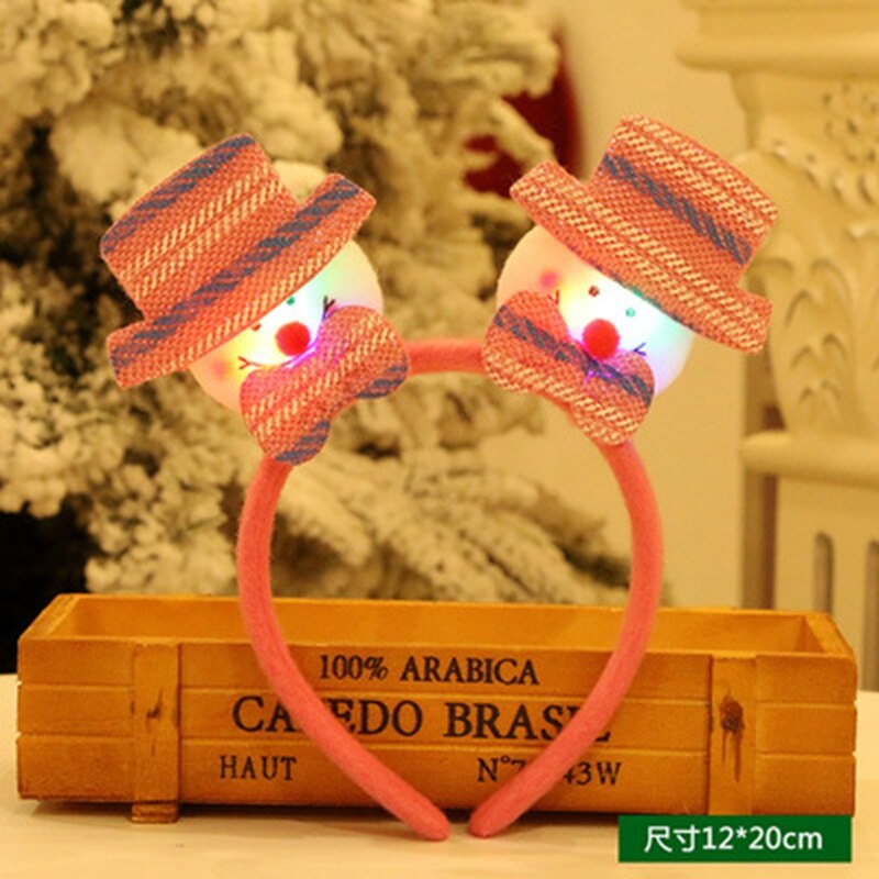 Christmas cartoon headband with lights party headband headband christmas hat christmas: Dark Gray