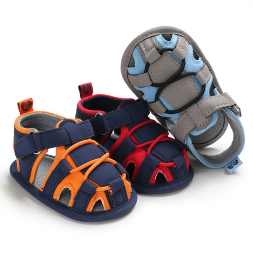 Mærke sommer toddler nyfødt baby dreng sandaler bløde vandresko patchwork hule prewalker sandaler 0-18m us