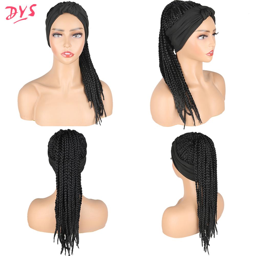 Peluca de pelo largo Afro rizado para mujeres negras, caja trenzada de ganchillo, banda para el pelo con trenzas