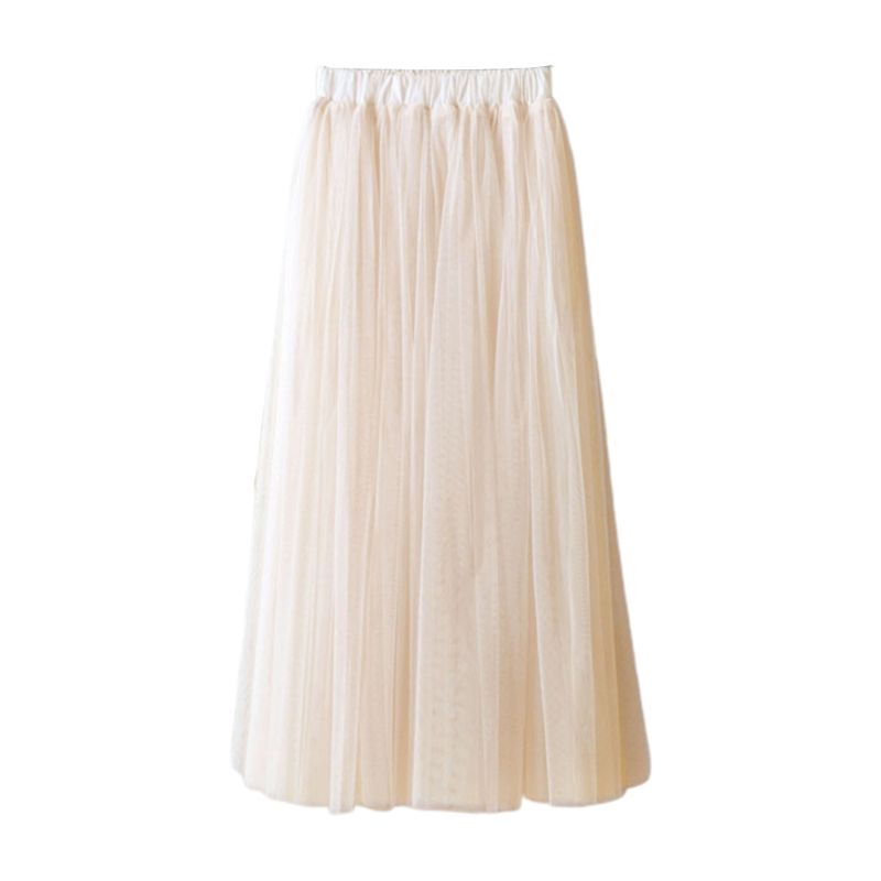 Solid High Waist Sheer Mesh Layered Tutu Skirt