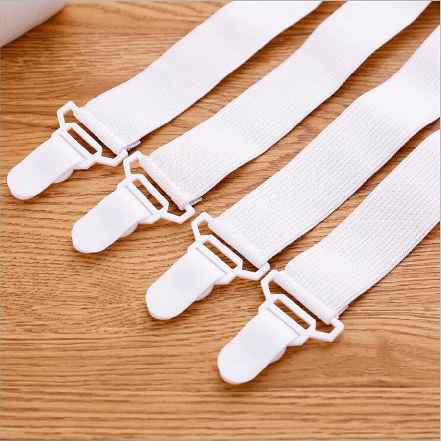 4 stks/set Elastische Laken Matrashoes Dekens Grijpers Cliphouder Fasteners Set Huishoudtextiel Wit