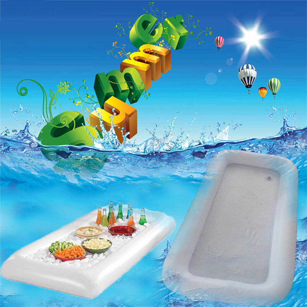 Ijsemmer Salade Bar Pvc Lade Voedsel Drinken Eettafel Creatieve Party Float Water Air Matras Zomer Opblaasbare Bier Tafel zwembad