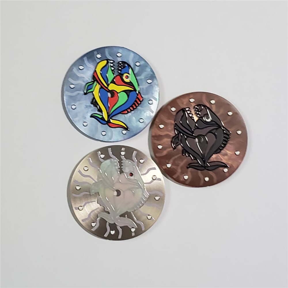 28.5Mm Fish Dial Voor NH35 NH36 8215 821A Uurwerk Cartoon Lichtgevende Deel