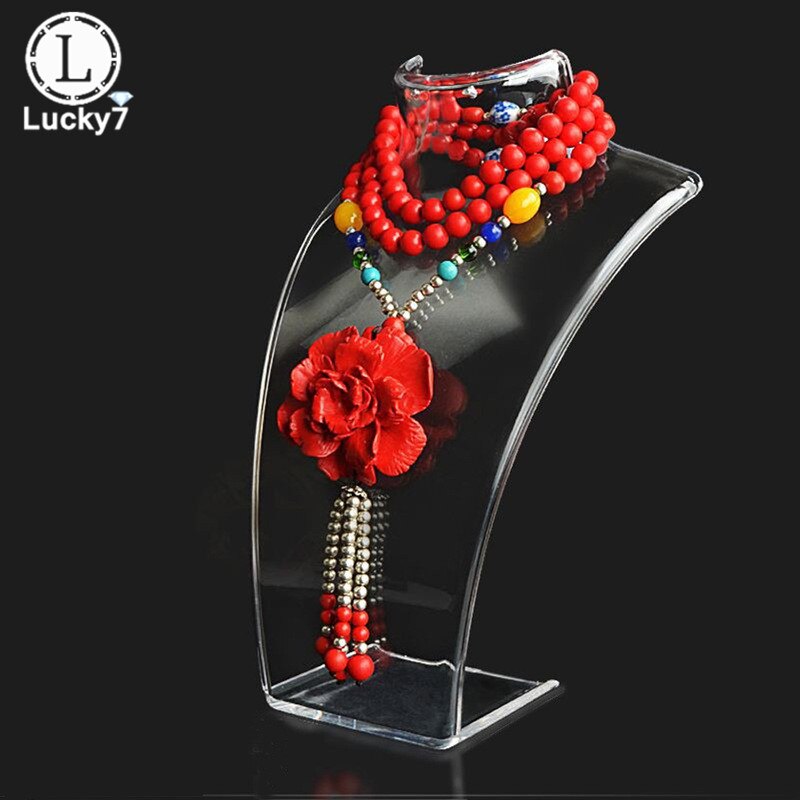 1PC 3 Colors Acrylic Mannequin Necklace Jewelry Display Holder Pendant Earrings Decorate Exhibition Display Stand Shelf: Clear