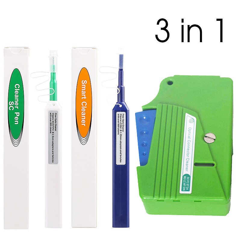 Fiber End Face Cleaning Box Fiber Wiping Tool Pigtail Cleaner Cassette Ftth Optic Fiber Cleaner Tools for FC/SC/ST: 3 in 1