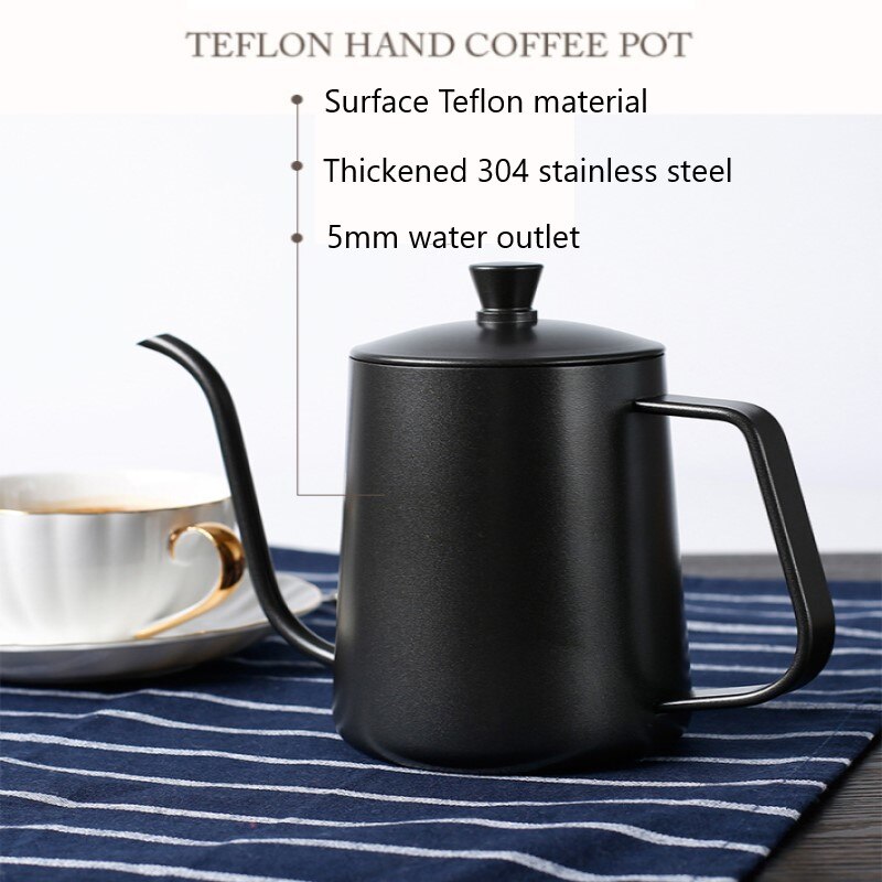 Tetera de goteo 600/350ml tetera de café de acero inoxidable antiadherente con cuello de cisne olla de mano con tapa de boca larga ollas de café Cocina