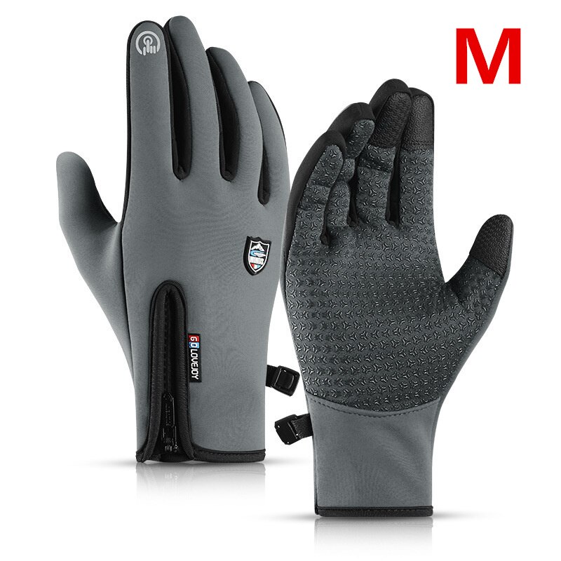 Xiaomi Outdoor Cycling Gloves Winter Warm Fleece Ski Full-finger Gloves Touch Screen Windproof Waterproof Glove for Women Men: Grey M