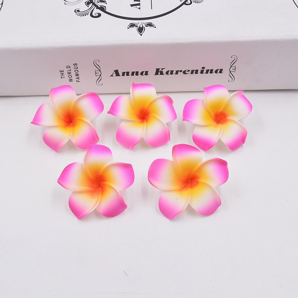 10 stks/partij 4 cm Foam Hawaii Strand Bloemen Voor Bruiloft Doos Decoratie DIY Kunstmatige Krans Levert Zomer Krans Craft: Rose Red