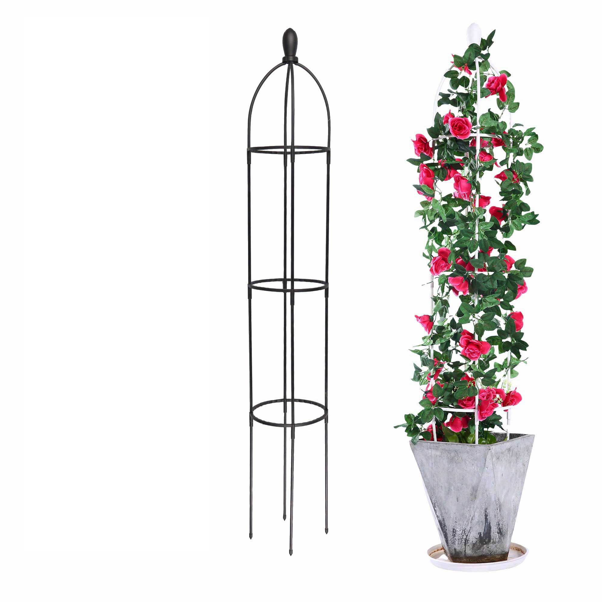1 Pcs Garden Trellis for Climbing Plants Outdoor Tower Obelisk Garden Trellis Tall Potted Plants Support Flowers: L / black