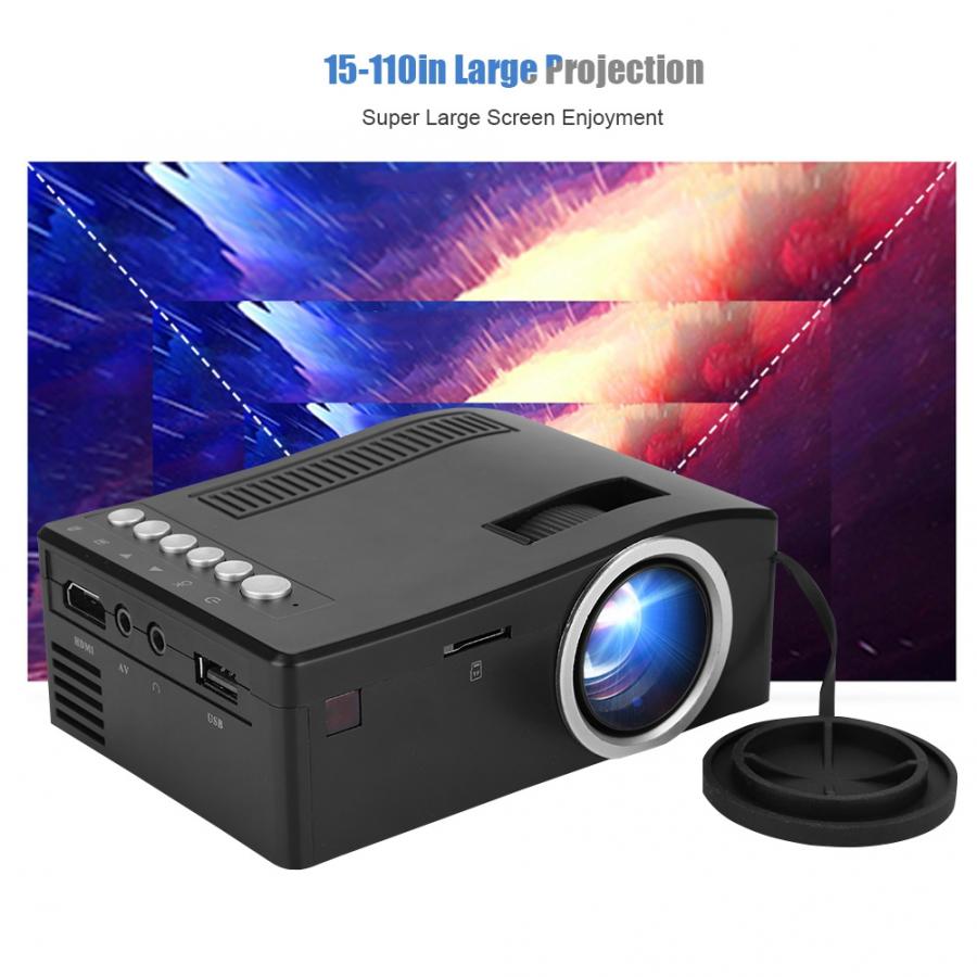 1080P Mini Projector AV/HDMI/USB/TF Home LED Projector 15-110in Projection with smart remote control
