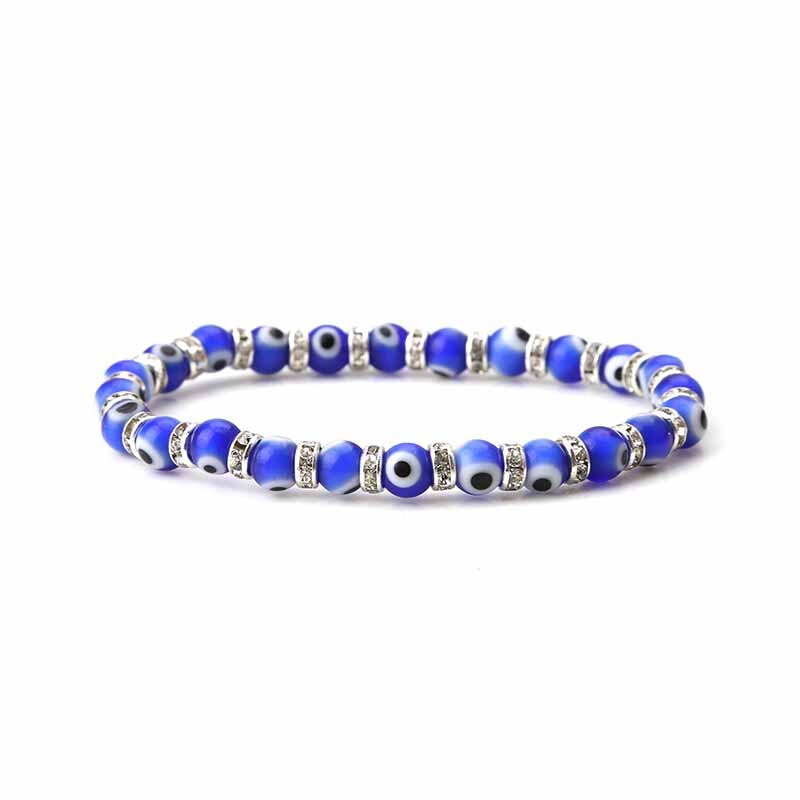 Evil Eye Mode 6Mm Evil Eye Bead Blue Spacer Crystal Armband Voorraad Voor Vrouw Man: 1