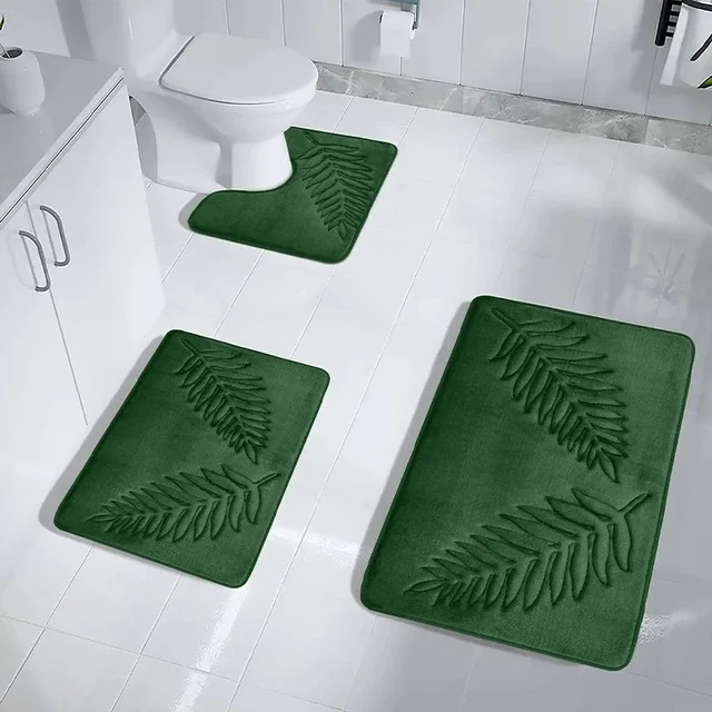 Memory Foam Bathroom Mat Carpet SuperSoft Absorbent BathroomMat Quick Dry Non-SlipWashableBathroom Floor Rug Toilet U-Shaped Mat: SKY BLUE